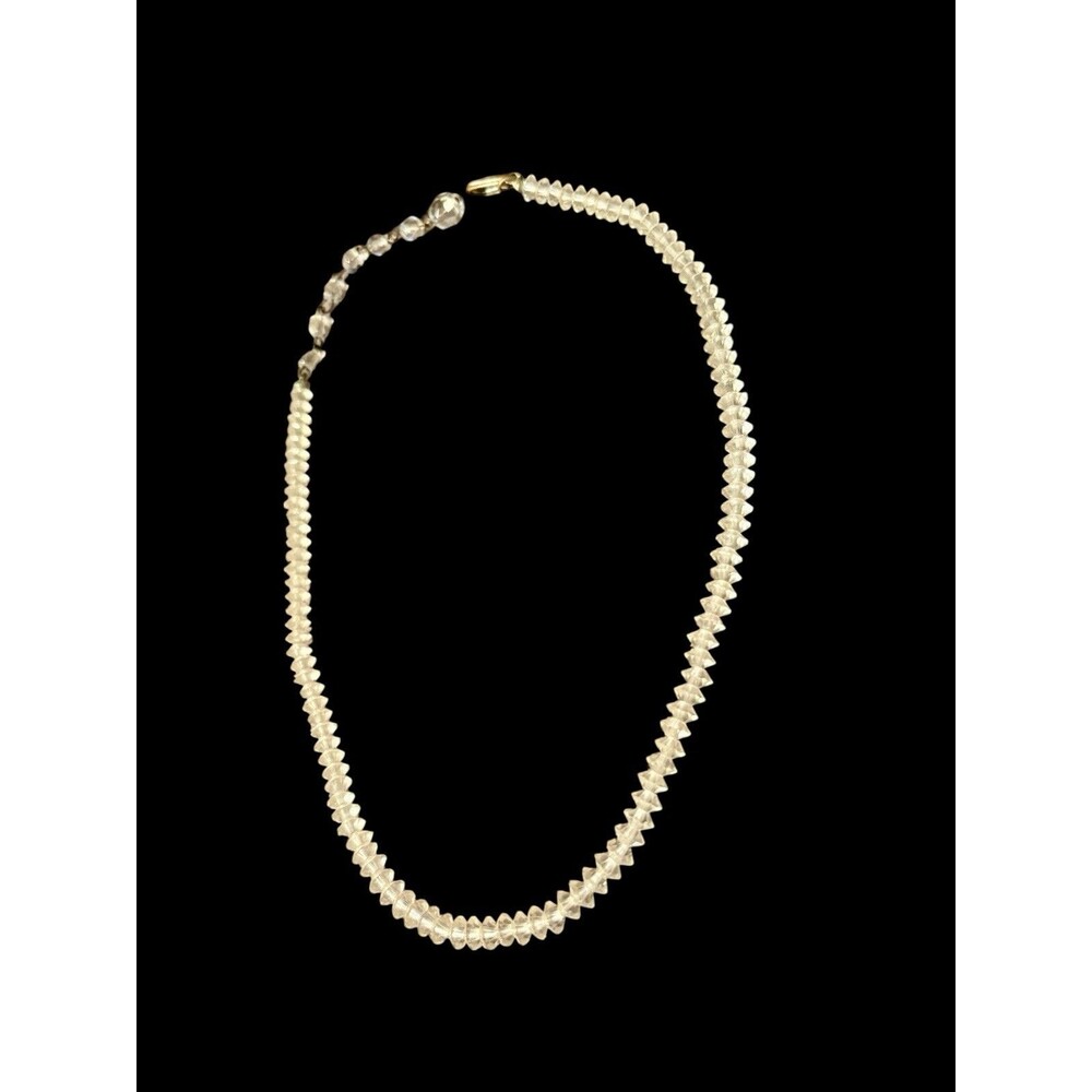 Clear Faceted Crystal Bead Choker Necklace VTG Hook Clasp 1930s 15”